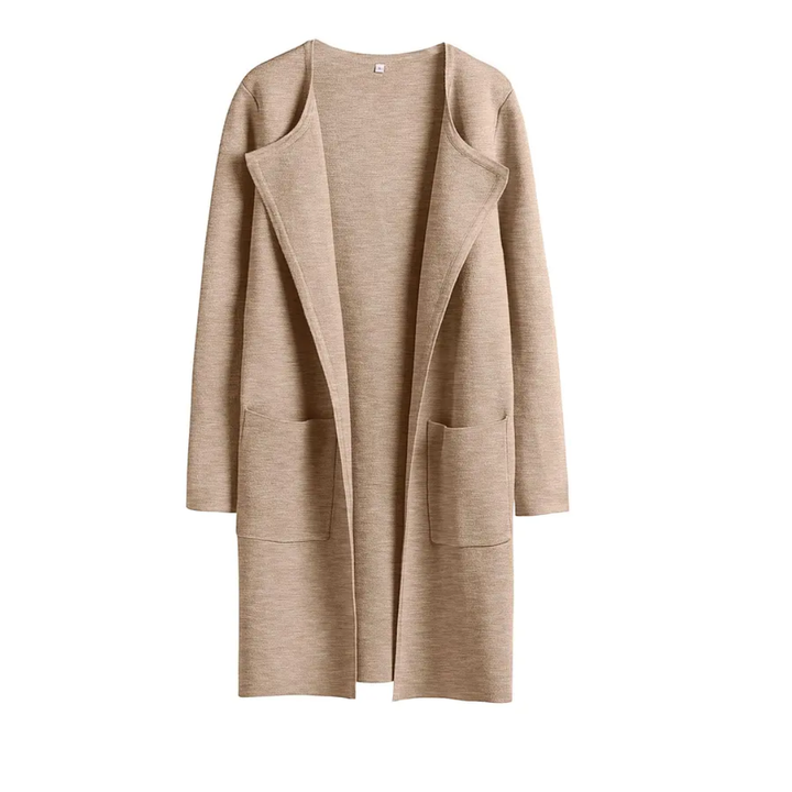 FREJА™ | Cozy Lapel Open-Front Knit Cardigan