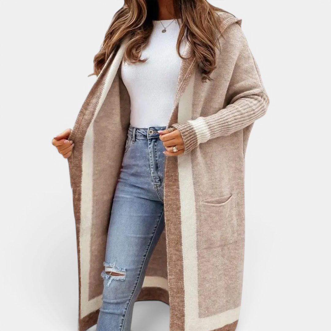 TOLVIE™ | Cozy Striped Hooded Long Cardigan