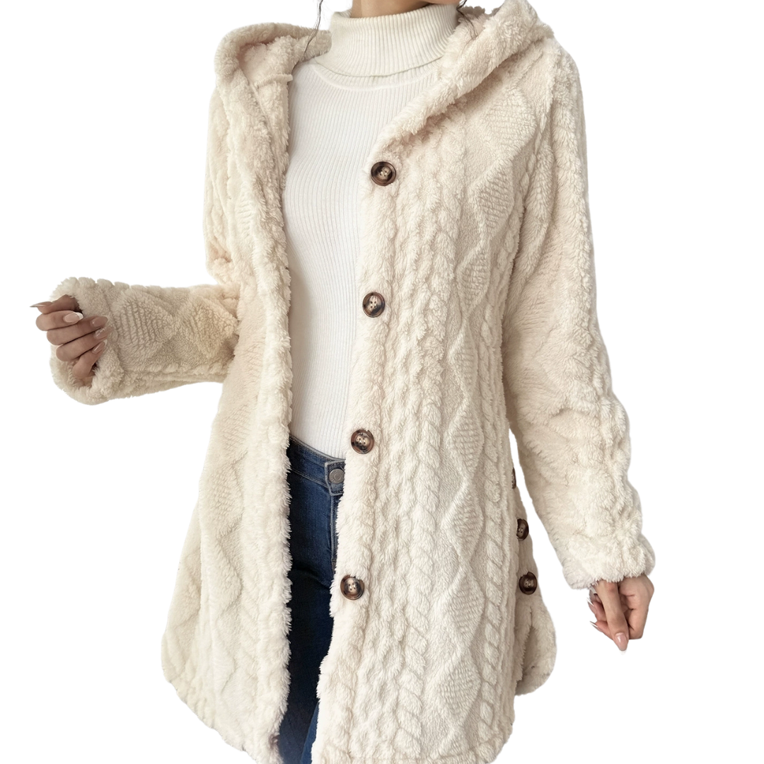 CLOVER™ | Cozy Jacquard Fuzzy Hooded Cardigan