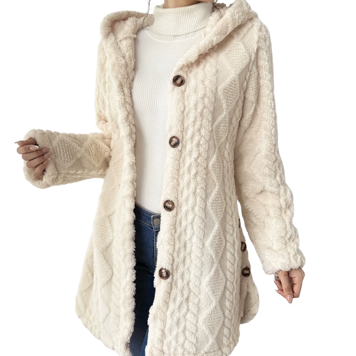 CLOVER™ | Cozy Jacquard Fuzzy Hooded Cardigan