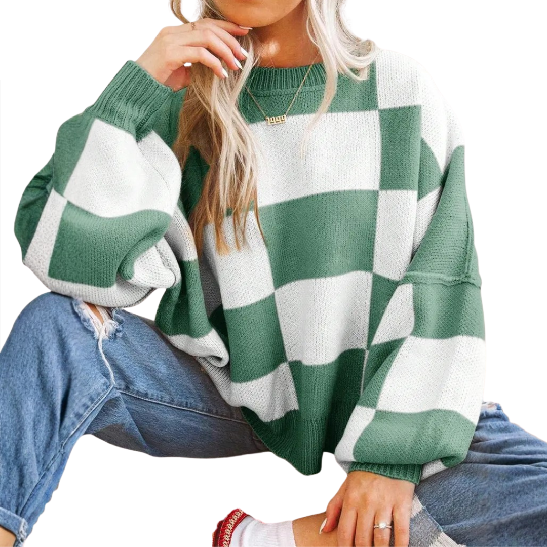 WREN™ | Cozy Plaid Drop-Shoulder Sweater
