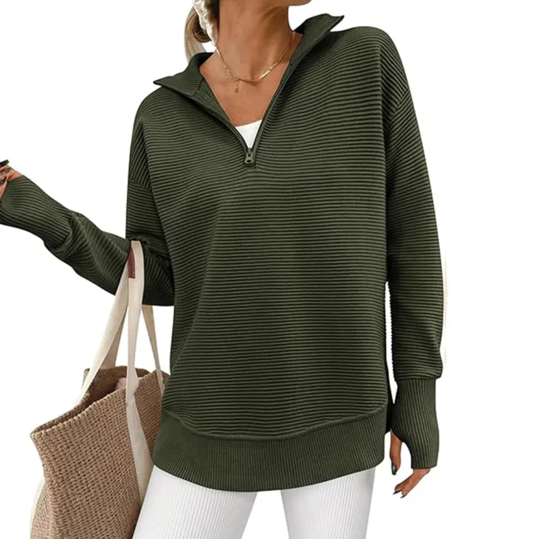 NESSA™ | Cozy Ribbed Quarter-Zip Pullover Sweater