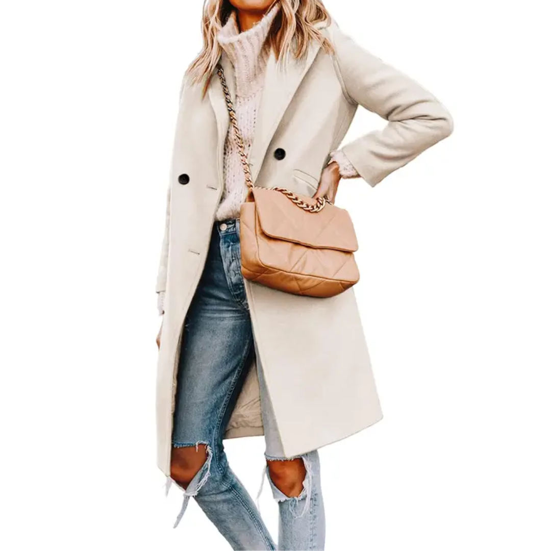 CELINDA™ – Classic Double-Breasted Wool-Blend Peacoat