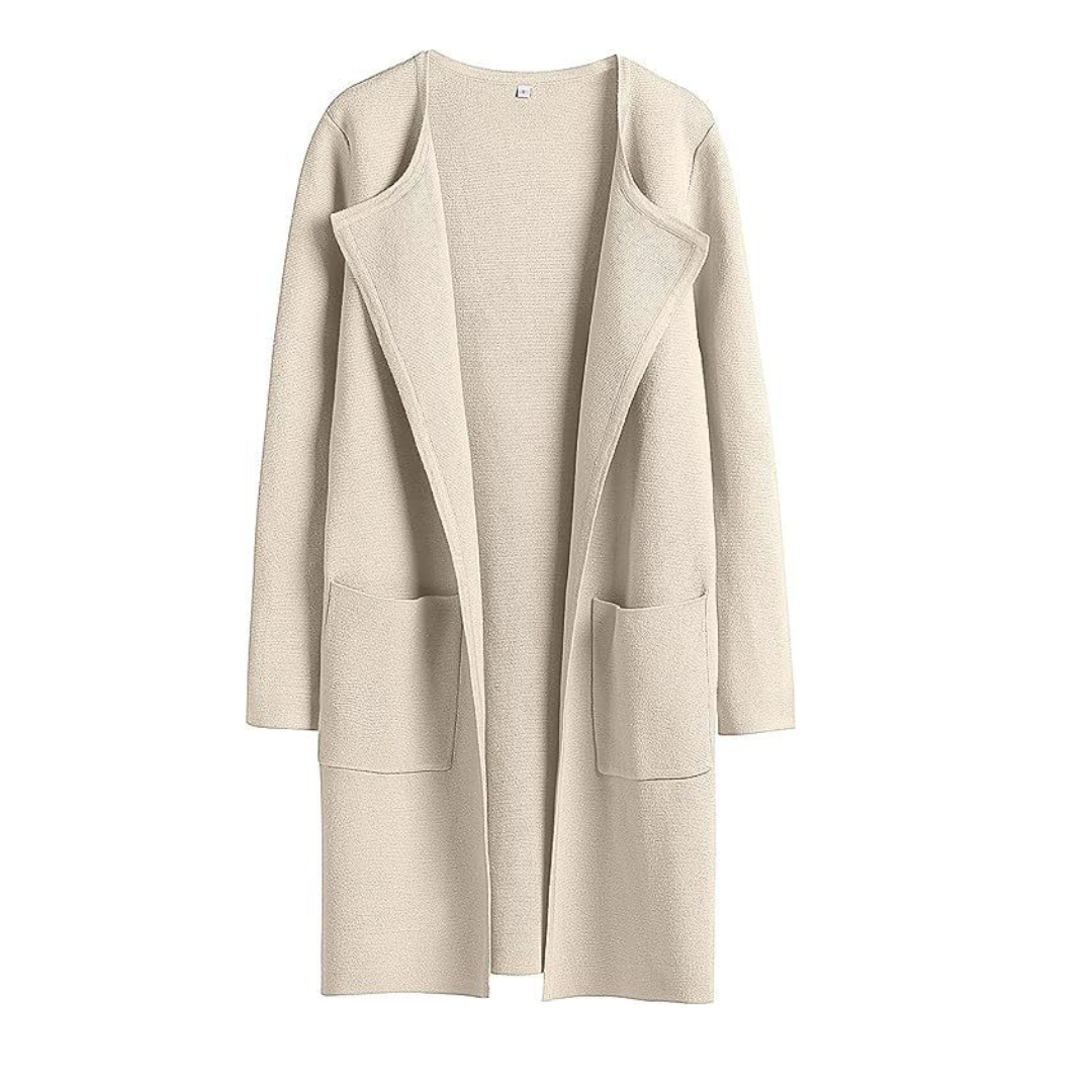 FREJА™ | Cozy Lapel Open-Front Knit Cardigan