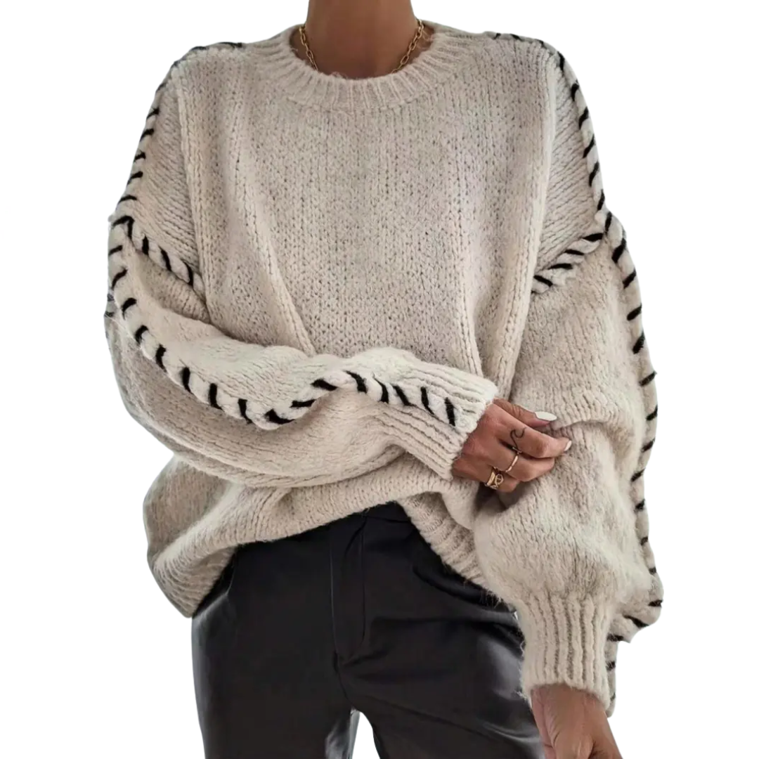 WINNIE™ | Relaxed Contrast Binding Drop Shoulder Sweater