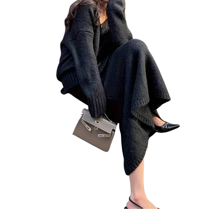 ELOWEN™ | Cozy V-Neck Knit Sweater Set