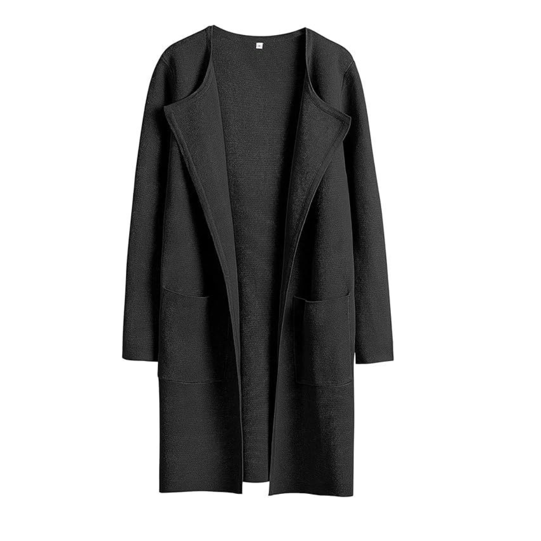 FREJА™ | Cozy Lapel Open-Front Knit Cardigan