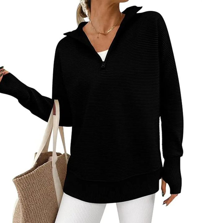 NESSA™ | Cozy Ribbed Quarter-Zip Pullover Sweater