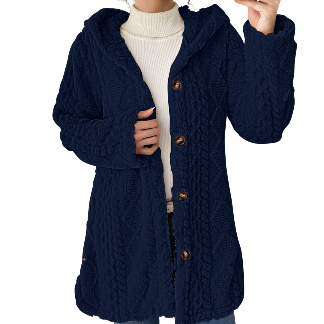 CLOVER™ | Cozy Jacquard Fuzzy Hooded Cardigan