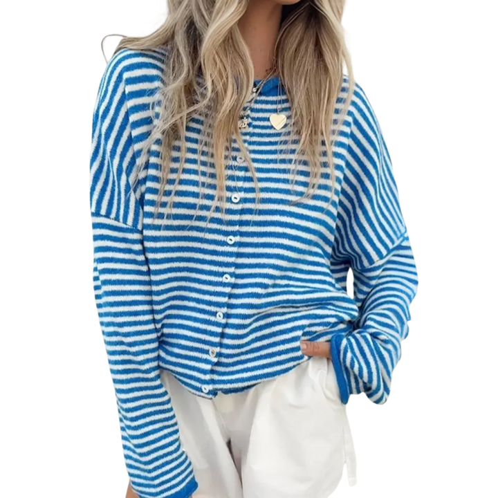HADLEE™ | Striped Button-Front Knit Sweater