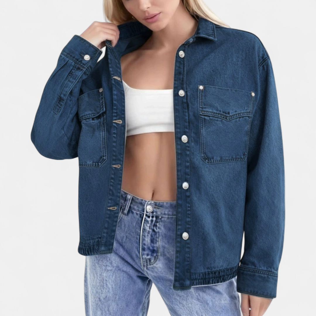 DAXONA™ – Vintage Washed Drop Shoulder Denim Jacket