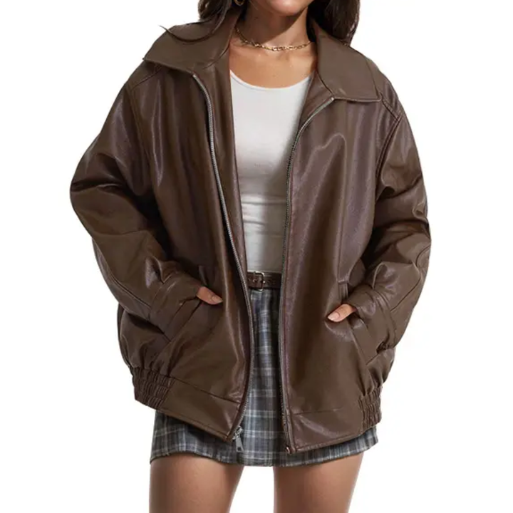 REBEL™ – Moto-Inspired Faux Leather Oversized Jacket