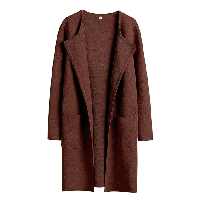 FREJА™ | Cozy Lapel Open-Front Knit Cardigan