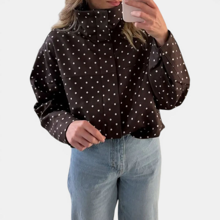 PELLA™ – Polka Dot Color-Block Blazer Jacket