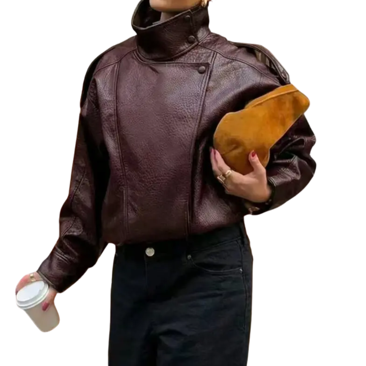 VANYA™ – Vintage Lychee-Texture Leather Jacket