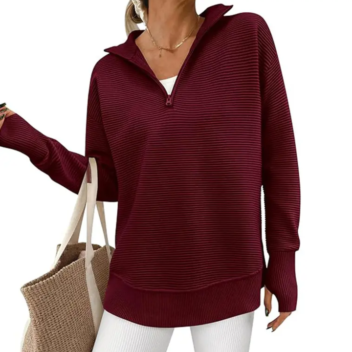 NESSA™ | Cozy Ribbed Quarter-Zip Pullover Sweater