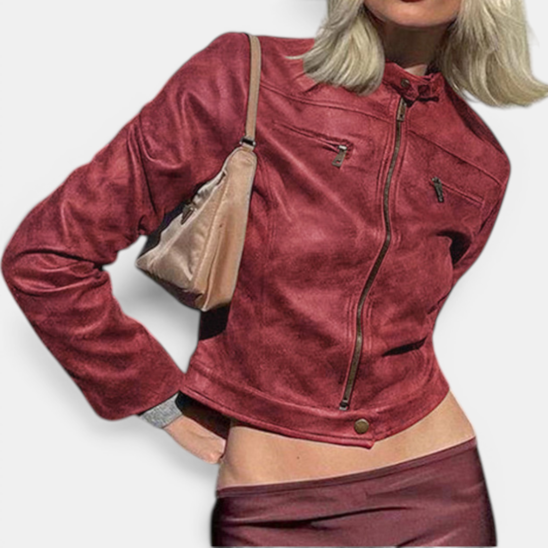 VIGDIS™ – Distressed Slim-Fit PU Jacket