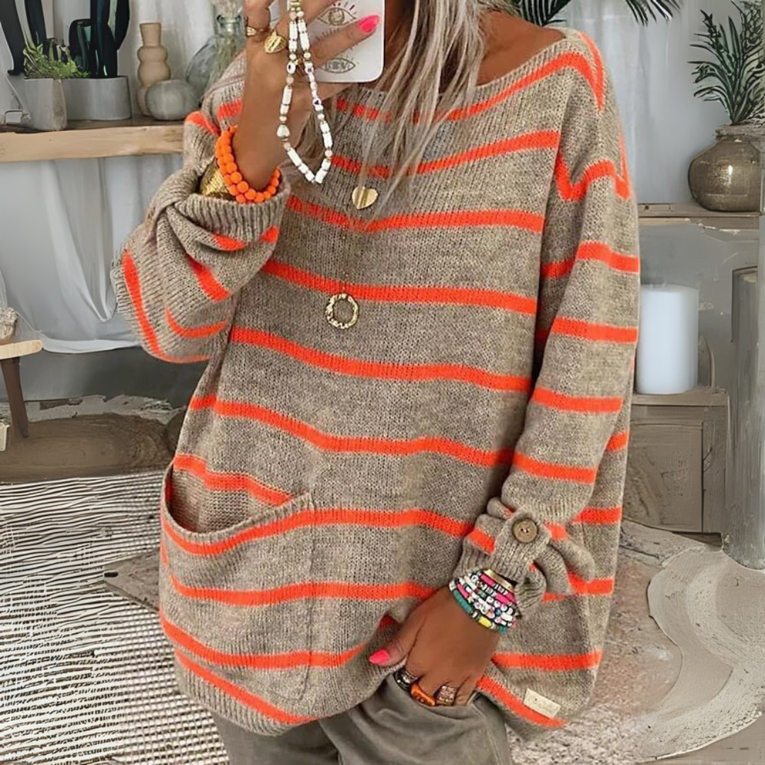 QWARA™ | Casual Drop Shoulder Long Sleeve Sweater