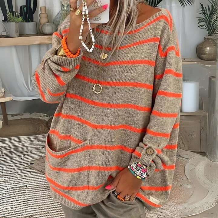 QWARA™ | Casual Drop Shoulder Long Sleeve Sweater