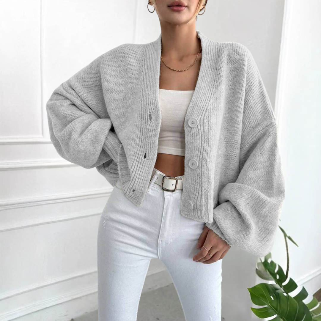 BULAK™ | Casual Crop Lantern Sleeve Cardigan