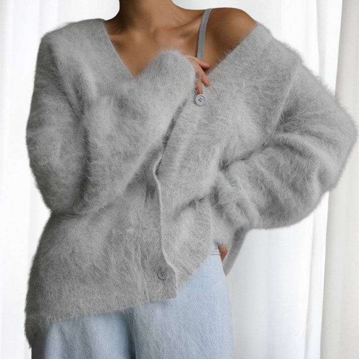 VYOMI™ | Comfy Button Front Drop Shoulder Cardigan