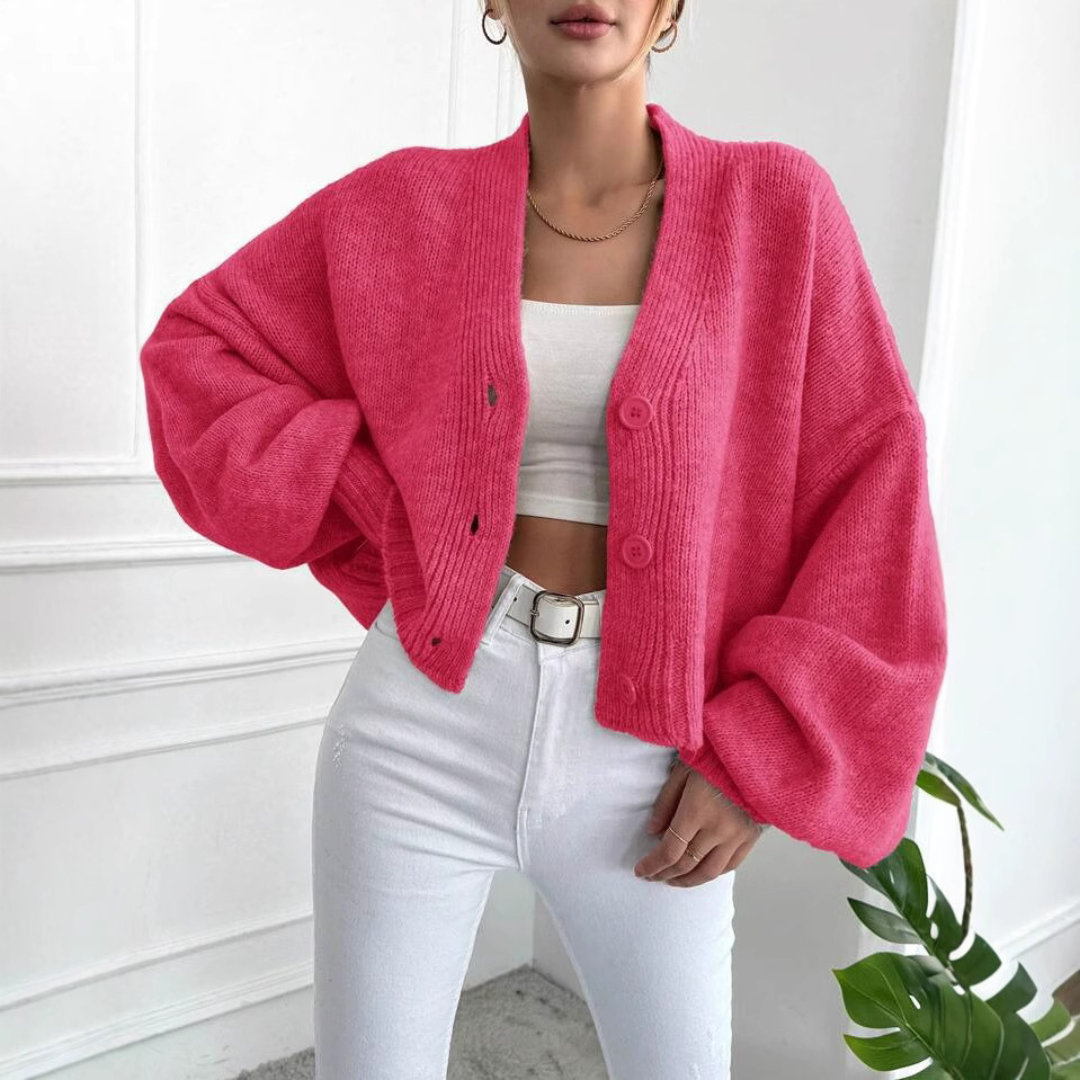 BULAK™ | Casual Crop Lantern Sleeve Cardigan