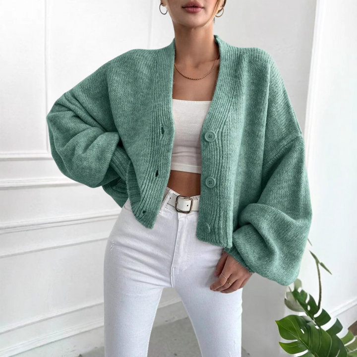 BULAK™ | Casual Crop Lantern Sleeve Cardigan