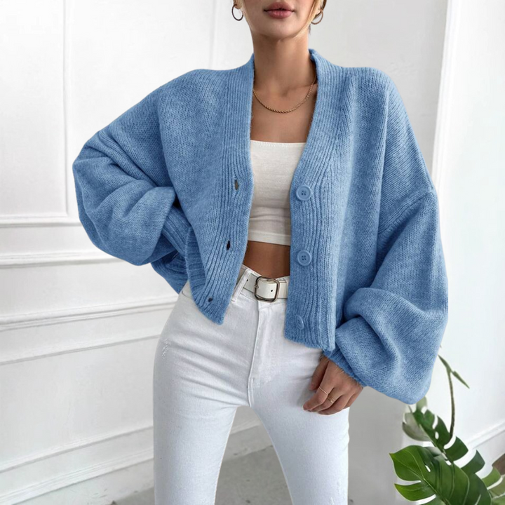 BULAK™ | Casual Crop Lantern Sleeve Cardigan