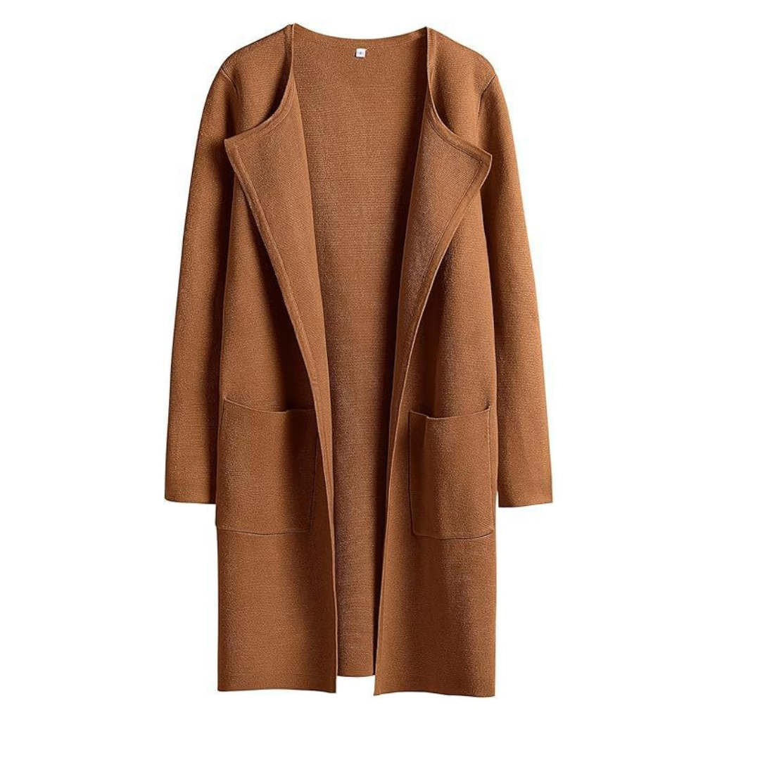 FREJА™ | Cozy Lapel Open-Front Knit Cardigan