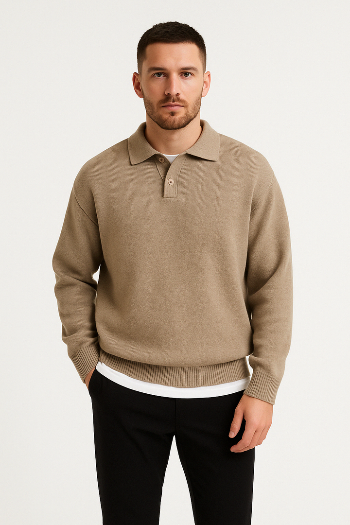 Erik |  Ribbed Hem and Cuffs Polo Sweater