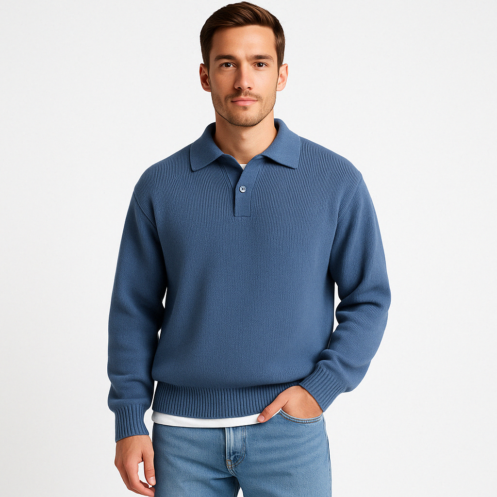 Erik |  Ribbed Hem and Cuffs Polo Sweater