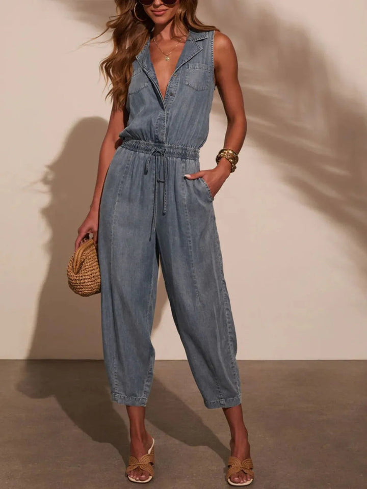 Alexa | Chic Denim Jumpsuit with Drawstring Waist