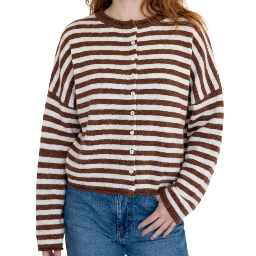 HADLEE™ | Striped Button-Front Knit Sweater