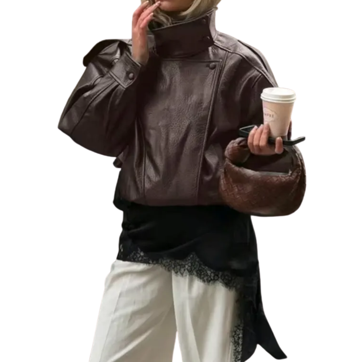 VANYA™ – Vintage Lychee-Texture Leather Jacket