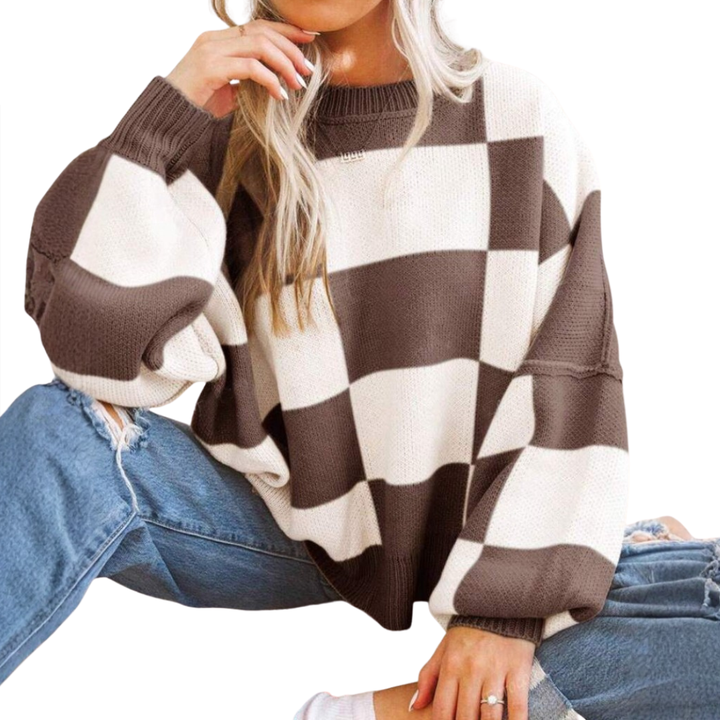 WREN™ | Cozy Plaid Drop-Shoulder Sweater