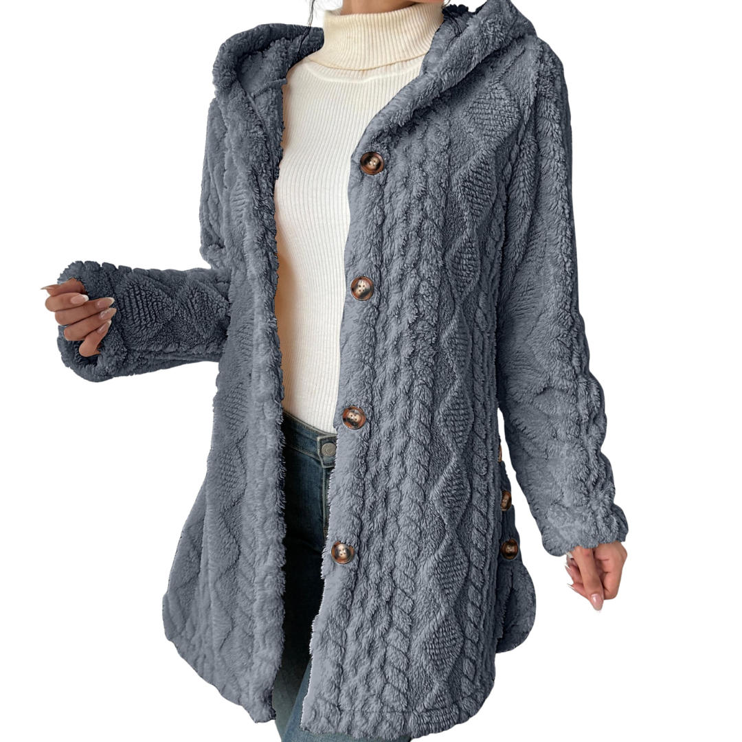 CLOVER™ | Cozy Jacquard Fuzzy Hooded Cardigan