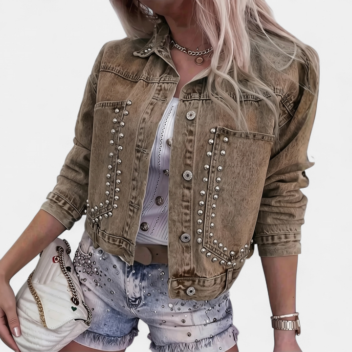 DECKER™ – Studded Lapel Rivet Denim Jacket