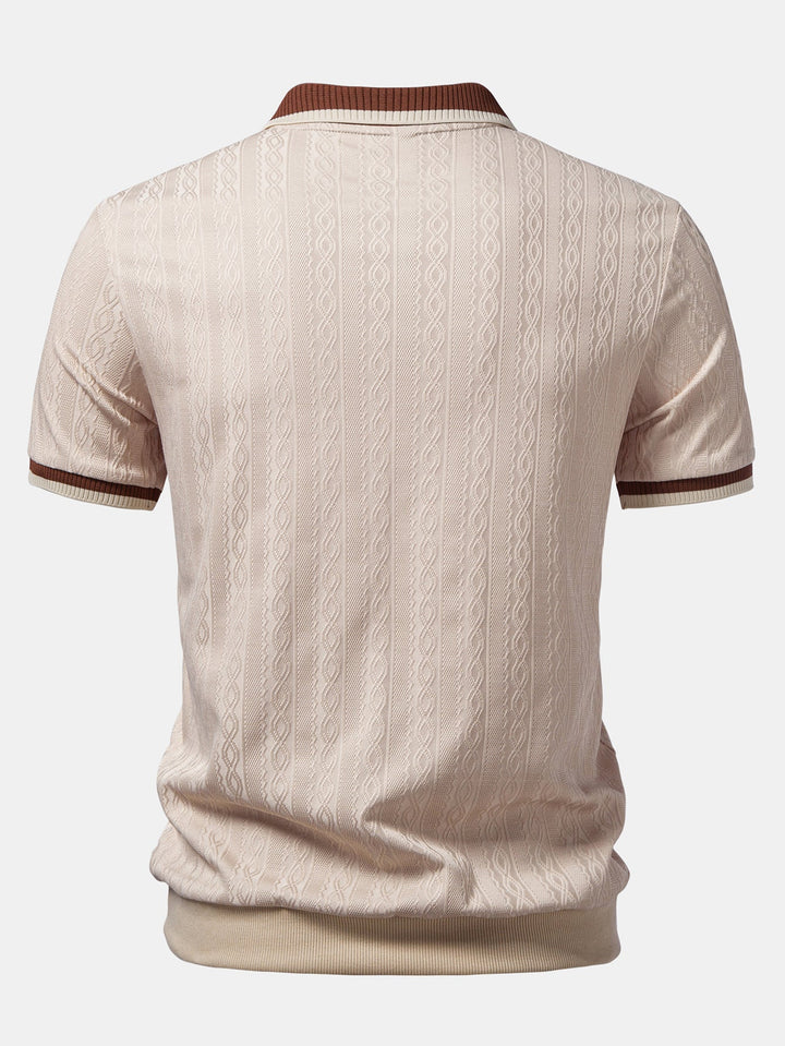 Max | Contrast Trim Textured Zipper Knit Polo & Slim Fit Tapered Trousers