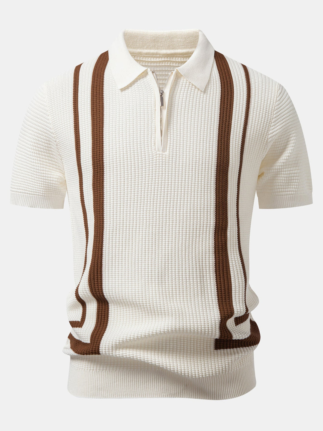 Ken | Contrast Waffle Zipper Knit Polo & Slim Fit Tapered Trousers