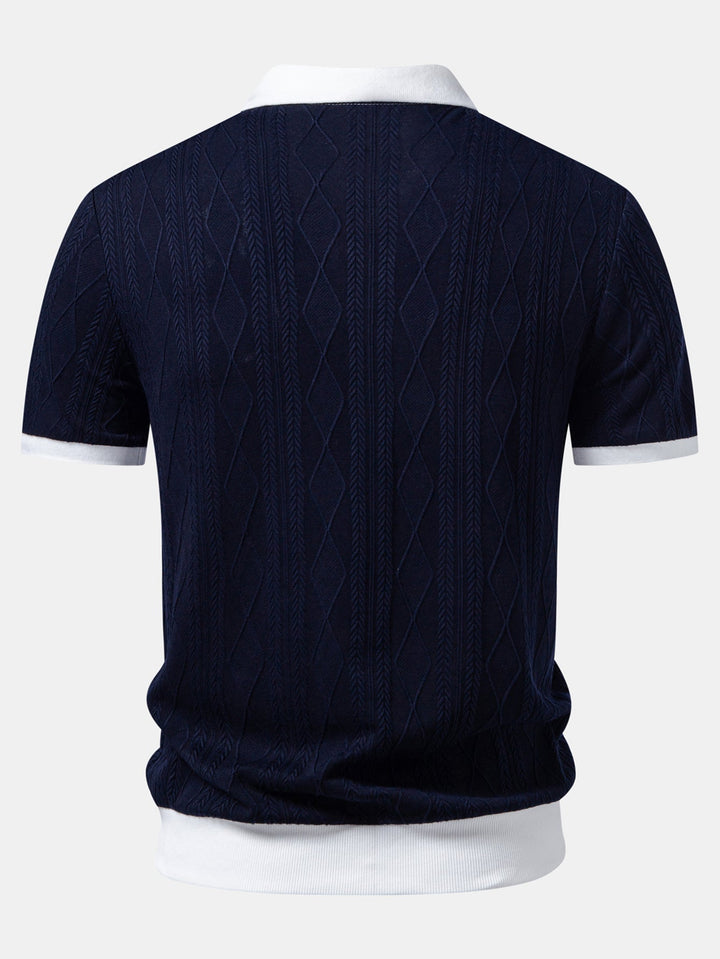 Tommy | Contrast Geometry Jacquard Knit Polo & Slim Fit Tapered Trousers