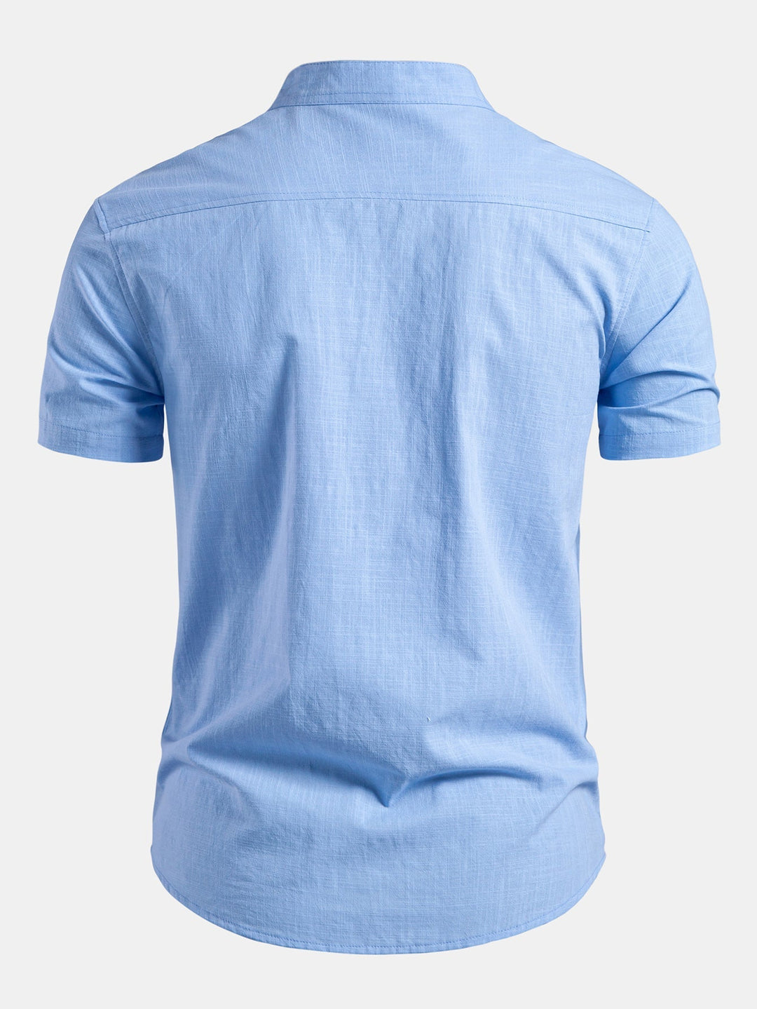Tom | Short Sleeve Linen Look Stand Collar Shirt & Straight Leg Linen Pants