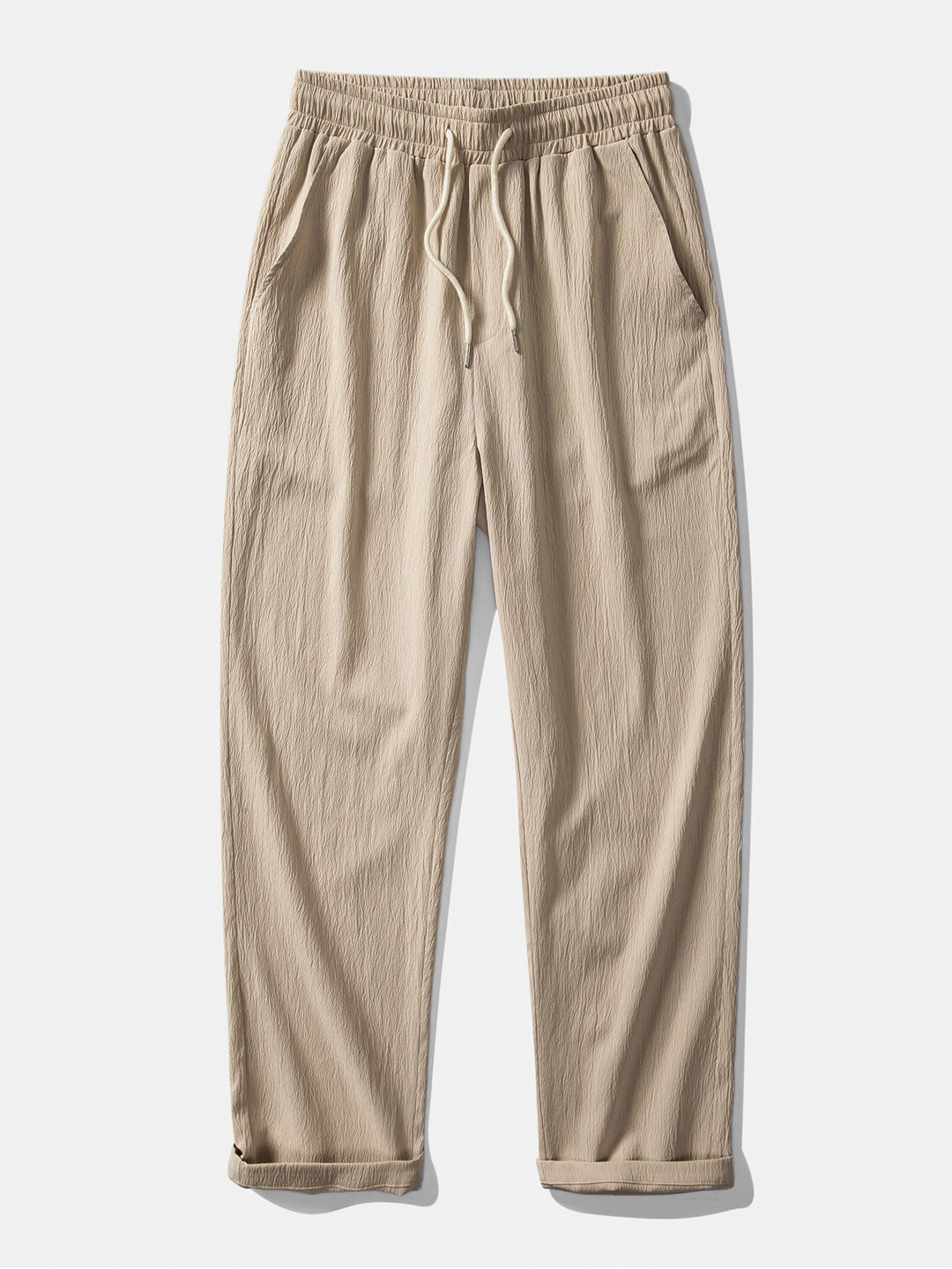Calix | Geometric Jacquard Open Knit Polo & Crinkle Textured Straight Leg Pants