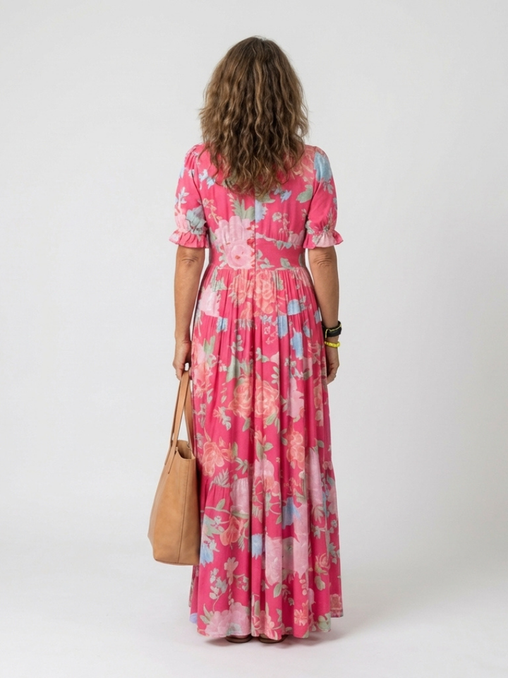 Natalia | Sleeveless Midi Floral Dress with V-Neck