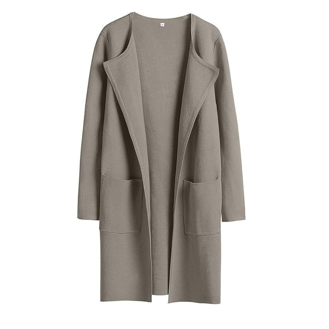 FREJА™ | Cozy Lapel Open-Front Knit Cardigan