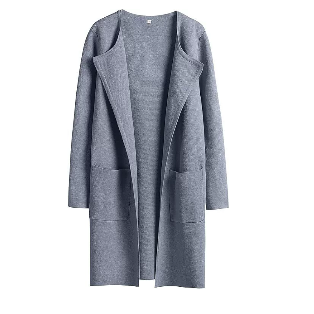 FREJА™ | Cozy Lapel Open-Front Knit Cardigan