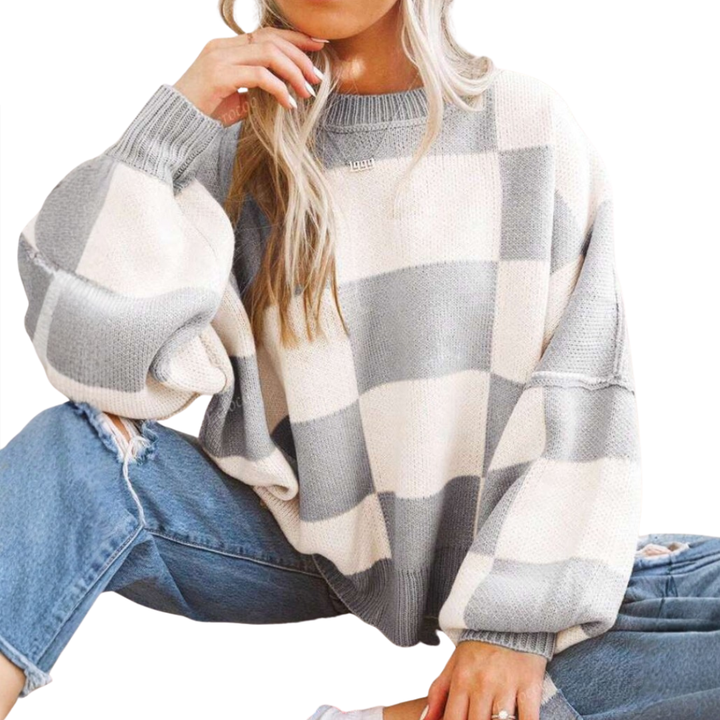 WREN™ | Cozy Plaid Drop-Shoulder Sweater