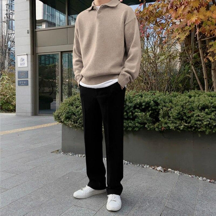 Erik |  Ribbed Hem and Cuffs Polo Sweater