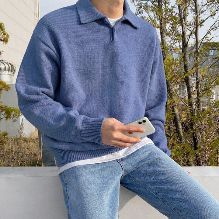 Erik |  Ribbed Hem and Cuffs Polo Sweater