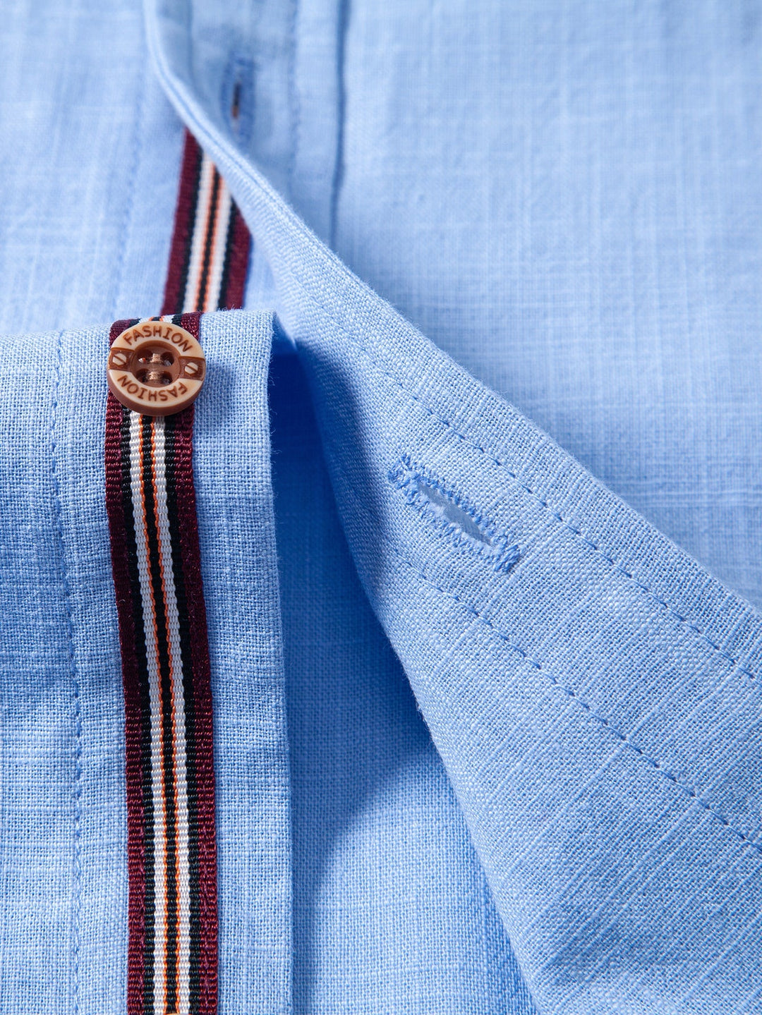 Tom | Short Sleeve Linen Look Stand Collar Shirt & Straight Leg Linen Pants