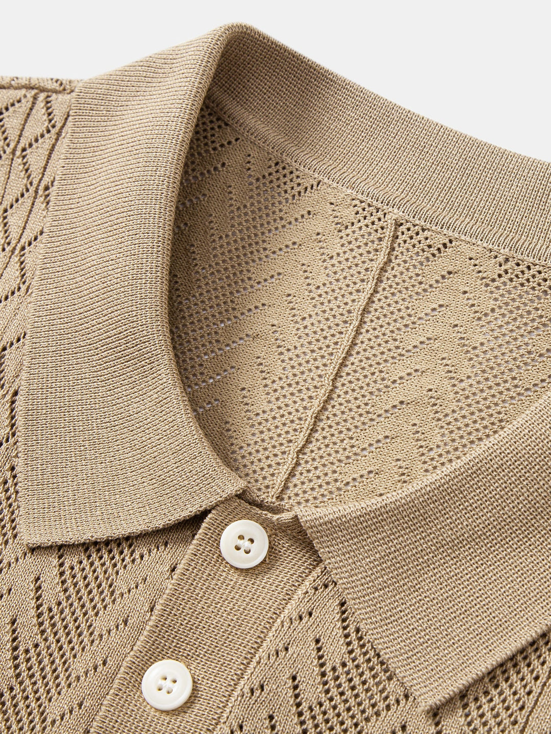 Dexter | Geometric Jacquard Open Knit Polo & Straight Leg Ribbed Pants